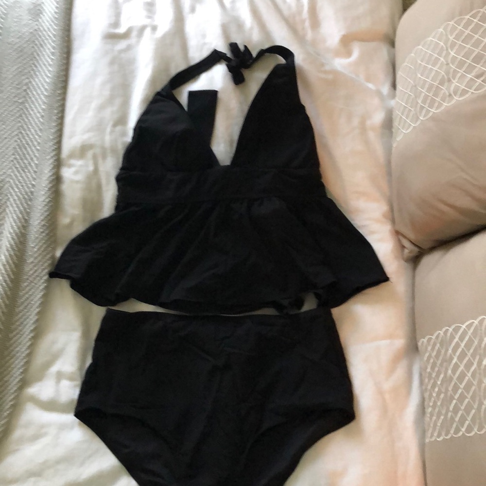 NWOT J. Crew black tankini swimsuit
